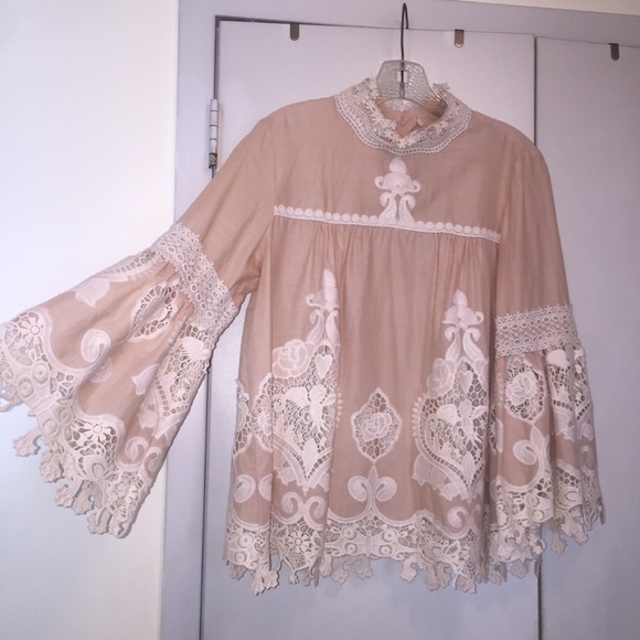 ANNA SUI Cupid And Fairy Crocheted Lace Blouse S - Picture 4 of 7